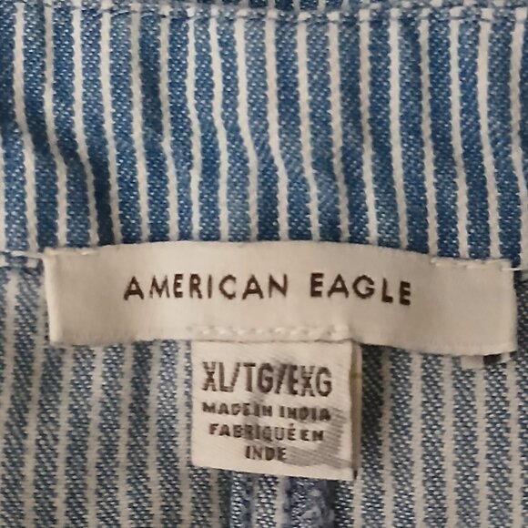 American Eagle Romper XL Striped Tie Front Button Down 100% Cotton Jumpsuit - Picture 7 of 9